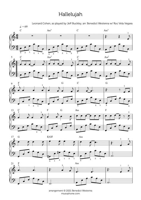 Jeff Buckley – “Hallelujah” intermediate piano arrangement