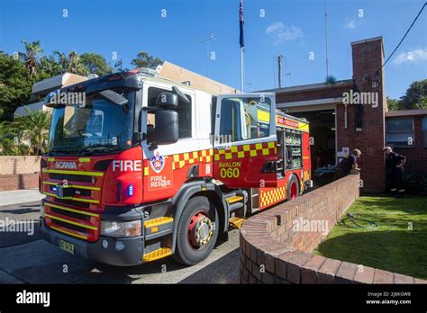 Australian fire brigade truck parked at a Sydney fire station, NSW ...