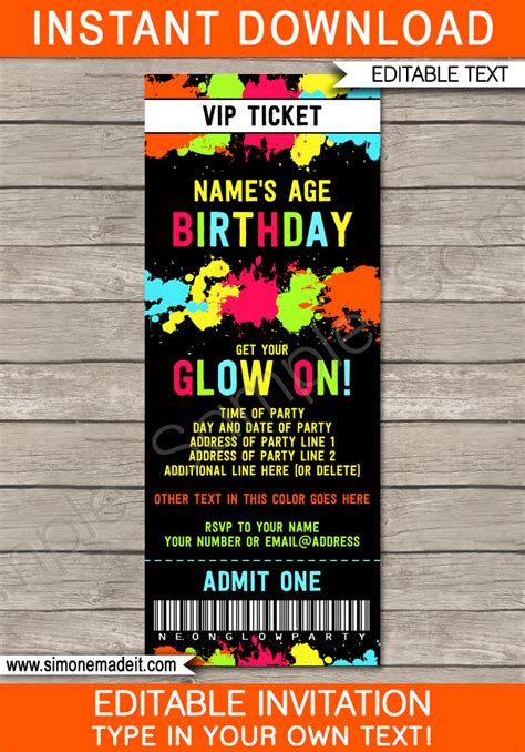 Glow Party Invite Template