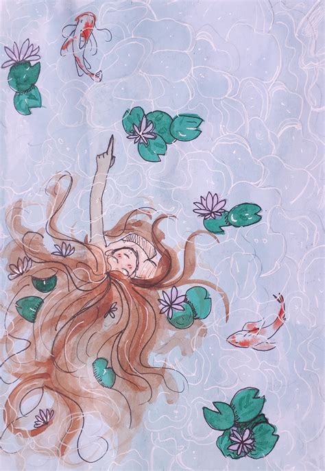 Swimming, watercolor. I enjoyed painting this 🌸 : r/drawing