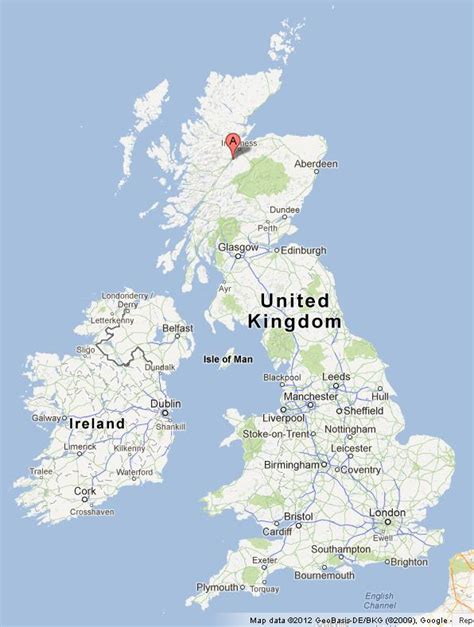 Loch Ness on UK Map