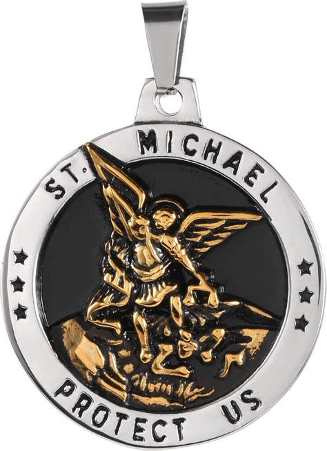 316L Stainless Steel Jewelry ST. MICHAEL Protect Us Necklace Saint Men ...