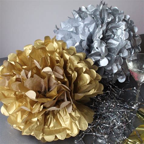 Large Metallic Tissue Paper Pom Pom - Gold | Tissue paper pom poms ...