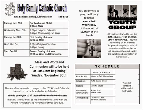 Holy Family Catholic Church - Winifred: Holy Family Bulletin