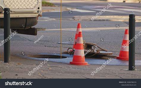 Street Sewer Manhole Removed Drain Cover Stock Photo 2206796233 ...