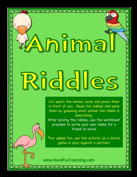 Animal Riddles Activity by Teach Simple