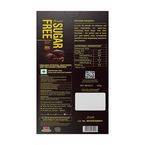 Amul Dark Chocolate Sugar Free 150g | Sinin