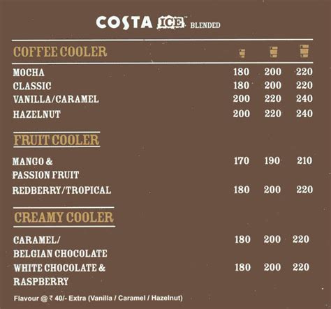 Menu of Costa Coffee, Chembur, Central Mumbai, Mumbai | EazyDiner