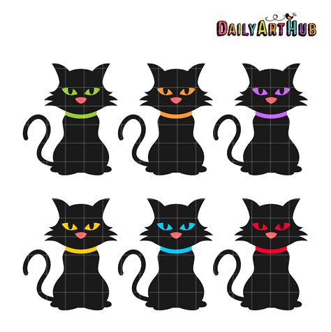 Halloween Black Cats Clip Art Set | Daily Art Hub