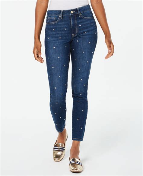 Lyst - Tommy Hilfiger Rhinestone Embellished Tribeca Skinny Jeans in Blue