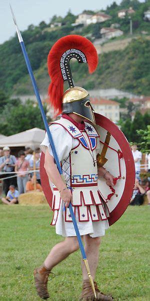 Hoplite re-enactor wearing the controversial Linothorax armor. Greek ...