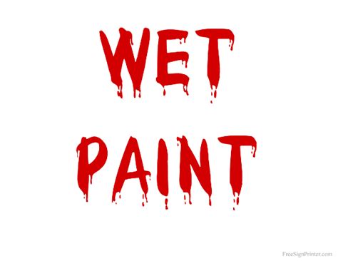 Printable Wet Paint Red Text Sign