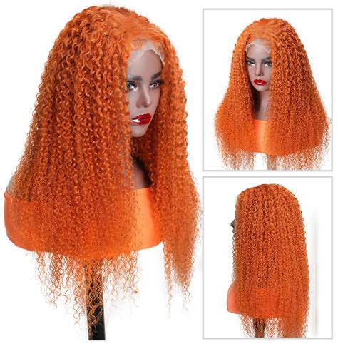 Incolorwig High Quality Curly Human Hair Wig 150% Density Ginger Wig Hairline Lace Part Wig ...