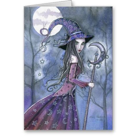 Halloween Card Purple Witch | Zazzle.com in 2020 | Halloween art, Fairy art, Witch art