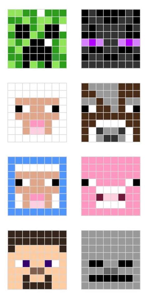 Main Minecraft Character Pixel Templates – Minecraft Building Inc