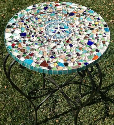 Sea Glass Mobile and Mosaic Table Top