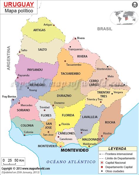 Mapa Politico de Uruguay | Mapa del Uruguay