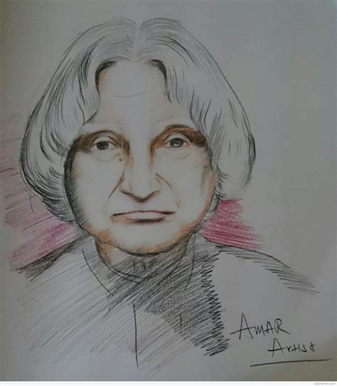 Pencil Color Sketch Of Dr. APJ Abdul Kalam - Desi Painters