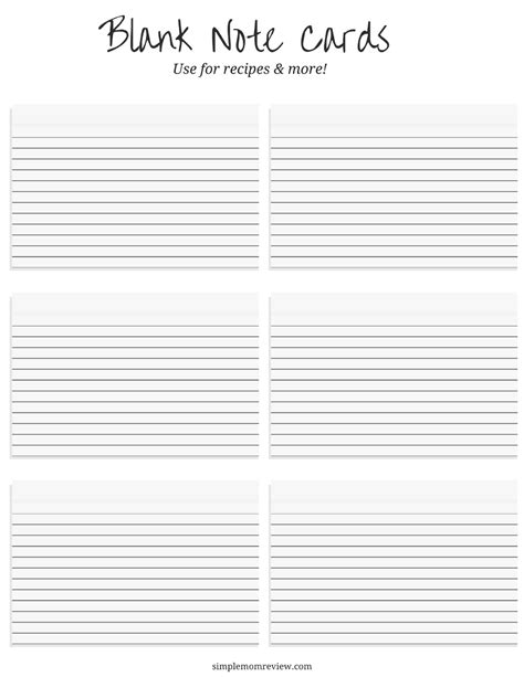 Blank Note Cards: Free Printable - Simple Mom Review