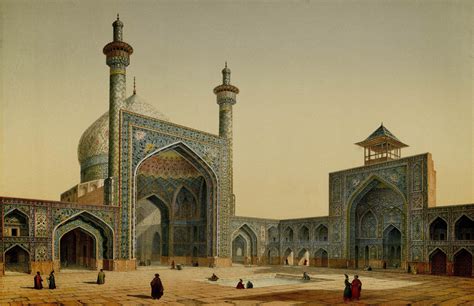 Xavier Pascal Coste (1787 - 1879) - Masjid Shah, view of the courtyard ...