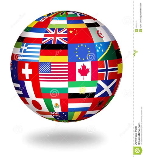 Global flags of the world. Floating globe covered with world flags # ...