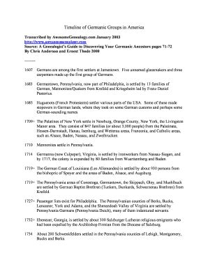 Fillable Online Timeline of Germanic Groups in America - Awesome Genealogy Fax Email Print ...