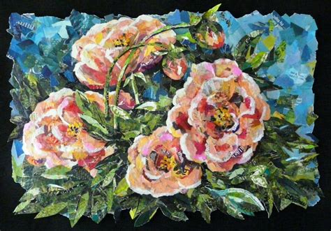 flower collage art supplies | collage size 24 x 36 lovely peonies is a custom commissioned ...