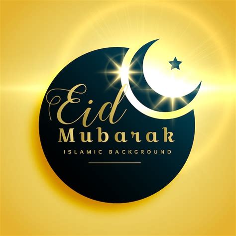 Free Vector | Beautiful eid mubarak greeting card design with crescent moon