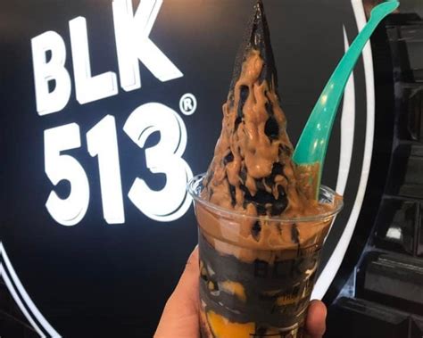 BLK 513 menu 2024 (Activated charcoal-infused frozen yogurt)