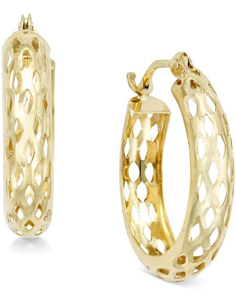 Macy's Diamond-cut Mesh Hoop Earrings In 10k Gold in Yellow Gold (Metallic) | Lyst