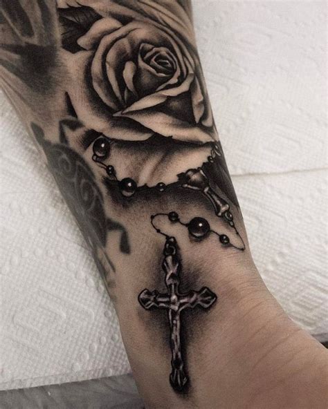 Perfect rosary tattoo on wrist 0 Best Sleeve Tattoos, Forearm Tattoos, Hand Tattoos, Garter ...