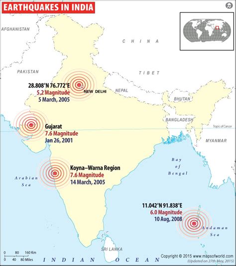 Earthquakes in India | Areas affected by Earthquakes in India