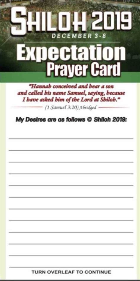 Shiloh Prayer Card | Winners Chapel Intl. Maryland