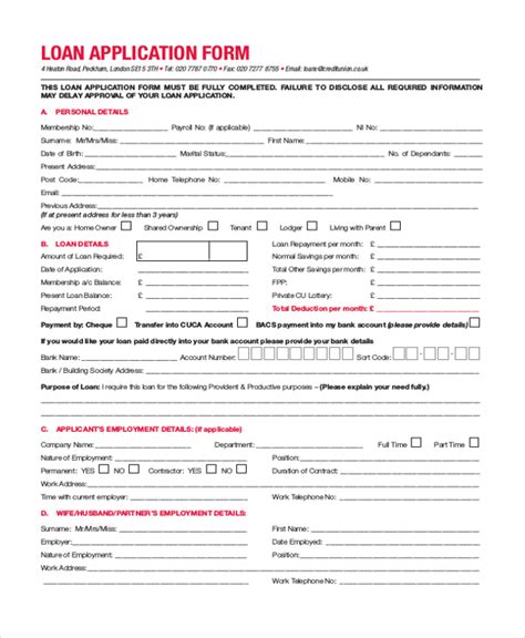 FREE 11+ Sample Loan Application Forms in PDF | Excel | MS Word