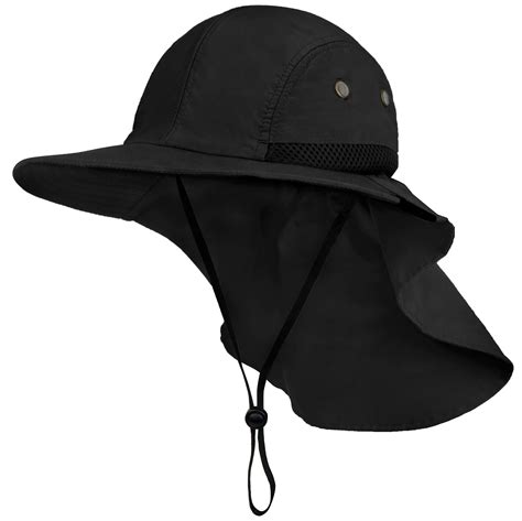 SUN CUBE Mens Fishing Hat with Neck Flap for Men | Sun Hat with Wide Brim for Hiking Safari Hat ...