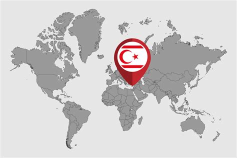 Pin map with North Northern Cyprus flag on world map. Vector ...