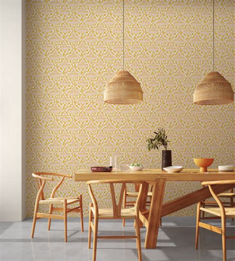 Geometric Floral Yellow Wallpaper | Scion Elsa