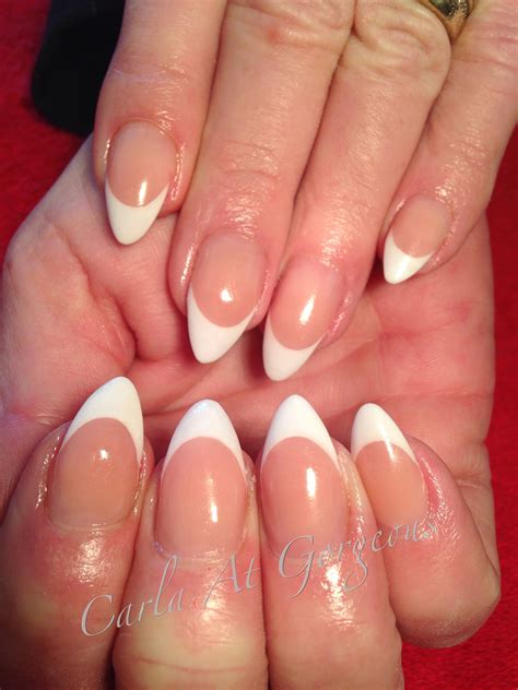 Classic french white almonds | White nails, Nails, Almond nails