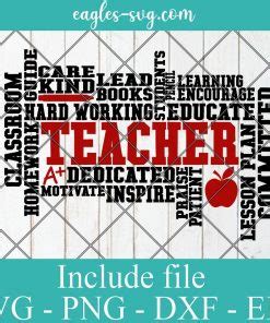 Teacher Word Art Svg Cricut File Silhouette, Png