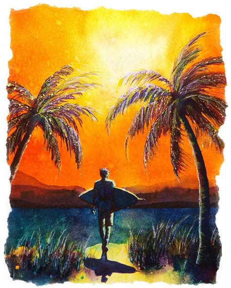 Sunset Surfer T-shirt | Surf art, Surf art print, Ocean art