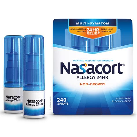 Nasacort Allergy 24HR Nasal Spray (2 x 120 Sprays, .57 Oz) - Walmart.com - Walmart.com