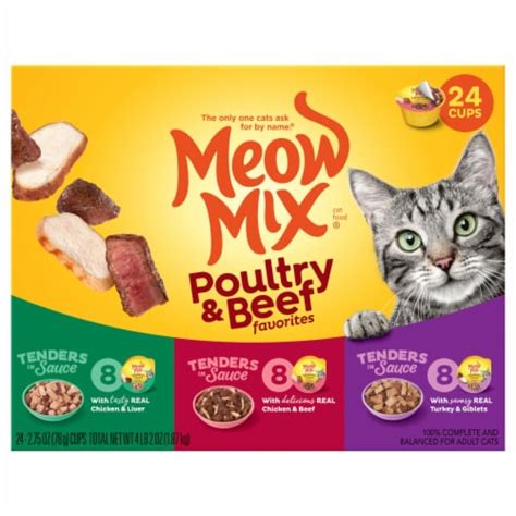 Meow Mix Tender Favorites Poultry & Beef Wet Cat Food Variety Pack 24 ...