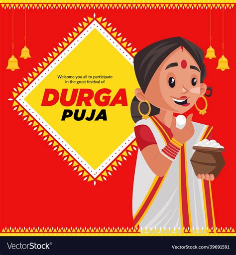 Durga puja banner design Royalty Free Vector Image