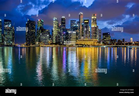 Singapore City Night View Stock Photo - Alamy