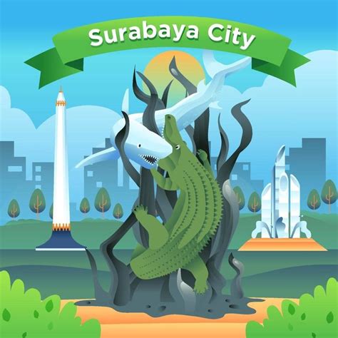 Surabaya City of Indonesia Famous Landmark | Surabaya, Famous landmarks, Digital art design