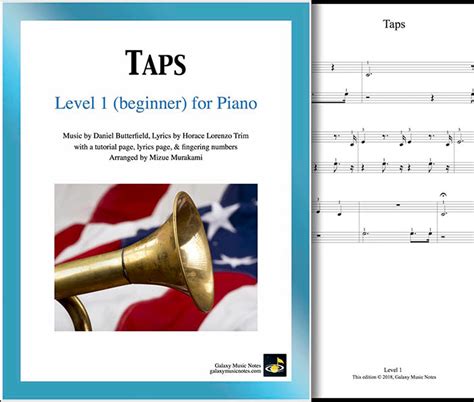 Taps | Beginner piano solo sheet w/fingerings, tutorial, lyrics