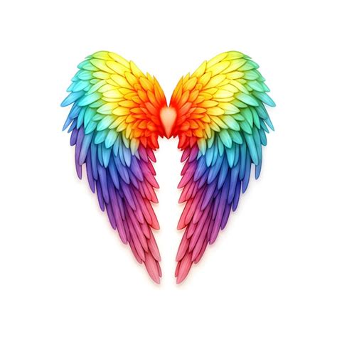 Premium Photo | Rainbow wings on a white background