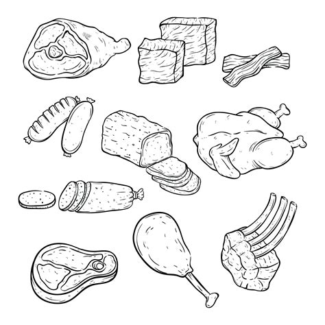 Meat Line Drawing Vector Art, Icons, and Graphics for Free Download