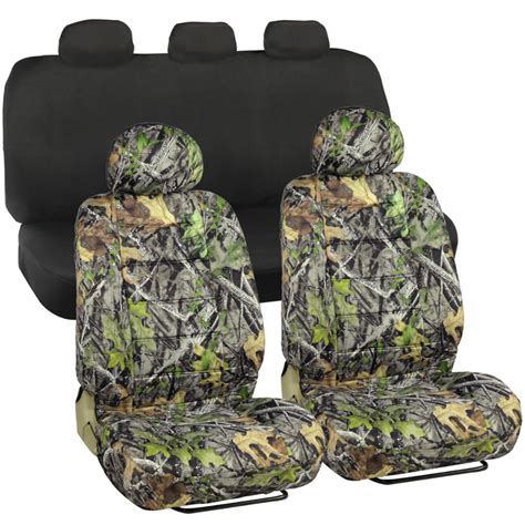 Front Camouflage Car Seat Covers for Truck Auto SUV Camo w/ Rear Black Bench