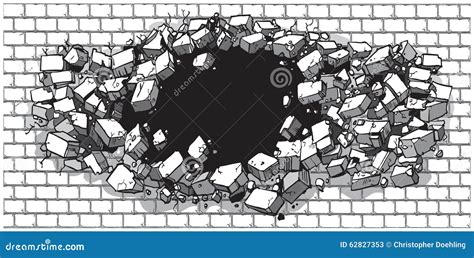 Hole Breaking Through Wide Brick Wall Stock Vector - Image: 62827353